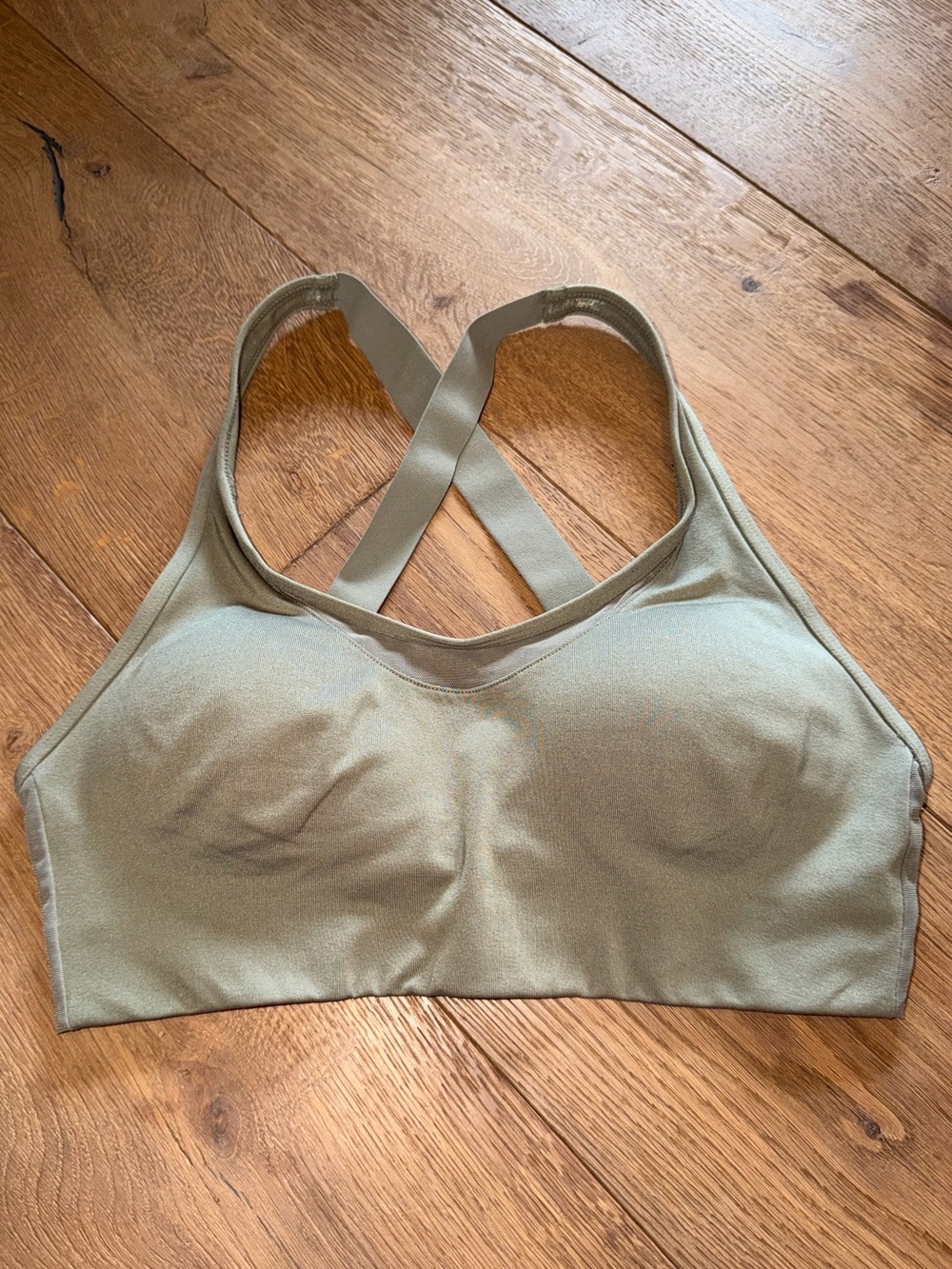 PINK Ultimate Lightly Lined Sports bra Green Crossback adjustable Small